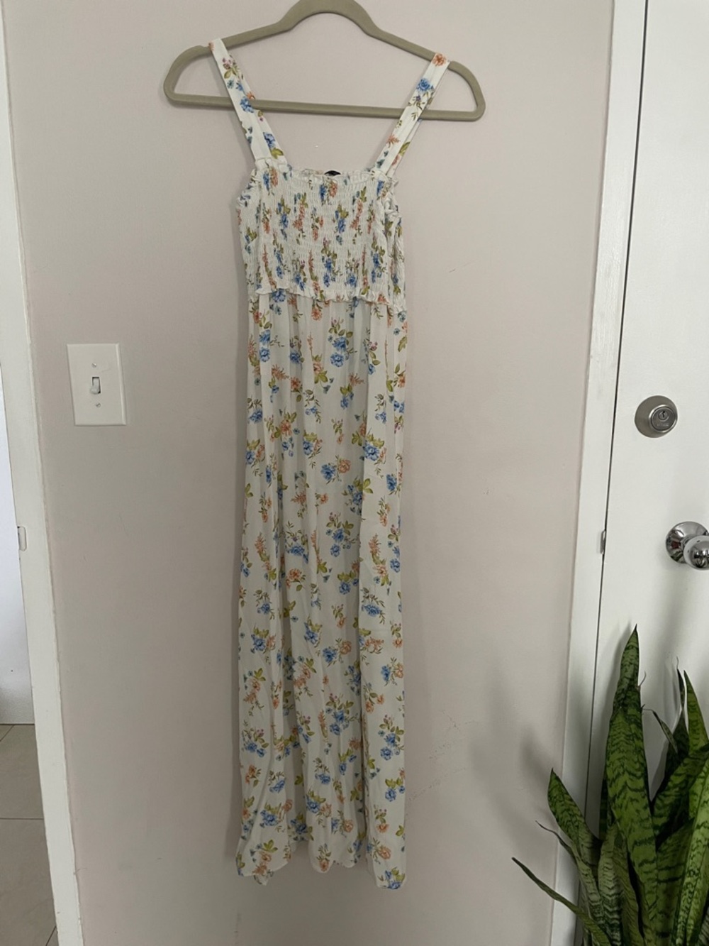 Zara Floral Maxi Dress in Cream with Blue & Yellow Flowers